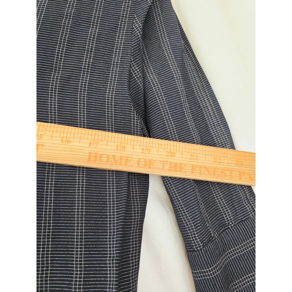 Emporio Armani Vintage Navy Pinstripe Split Front Blouse Made in Italy Top 40 - Picture 4 of 8